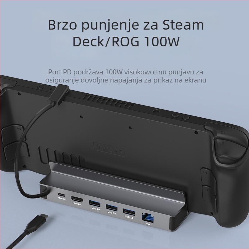 ROG Steam Deck USB-C dock, hub 1–6, 5 Gbps, 10 cm kabel, bez napajanja