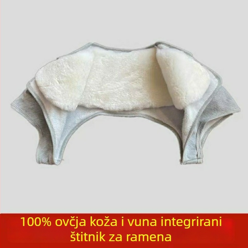Vunena ramena jakna s kožuhom, integrirana debela izolacija za spavanje, unisex, zima