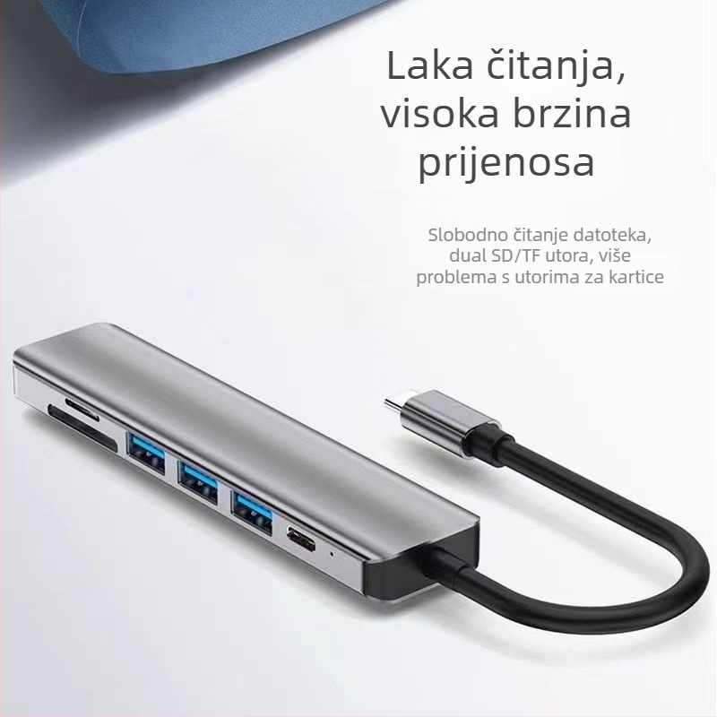 Type-C 7-u-1 docking stanica s SD/TF čitačem i USB 3.0 hubom, 5 Gbps