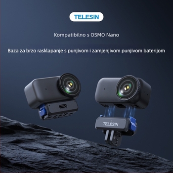 Magnetska baza s brzim oslobađanjem i napajanjem za Osmo Nano (Brand: Telesin; Model: Magnetic quick-release rechargeable expansion base; Materijal: metal + plastika; Kompatibilnost: Osmo Nano)