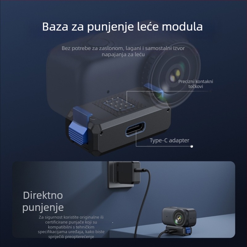 Magnetska baza s brzim oslobađanjem i napajanjem za Osmo Nano (Brand: Telesin; Model: Magnetic quick-release rechargeable expansion base; Materijal: metal + plastika; Kompatibilnost: Osmo Nano)