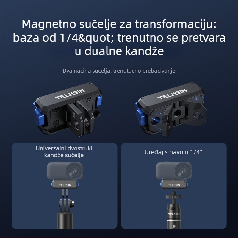 Magnetska baza s brzim oslobađanjem i napajanjem za Osmo Nano (Brand: Telesin; Model: Magnetic quick-release rechargeable expansion base; Materijal: metal + plastika; Kompatibilnost: Osmo Nano)