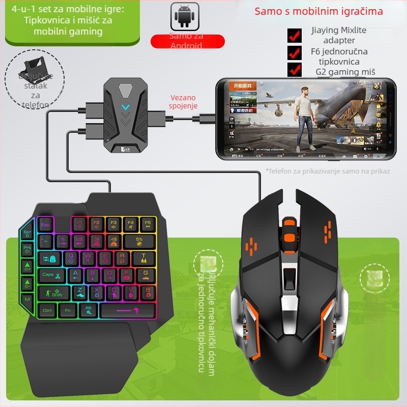 Musketeer Mixlite Android gamepad i adapter tipkovnice/misa — USB sučelje, Bluetooth veza, ABS materijal, za jednog korisnika