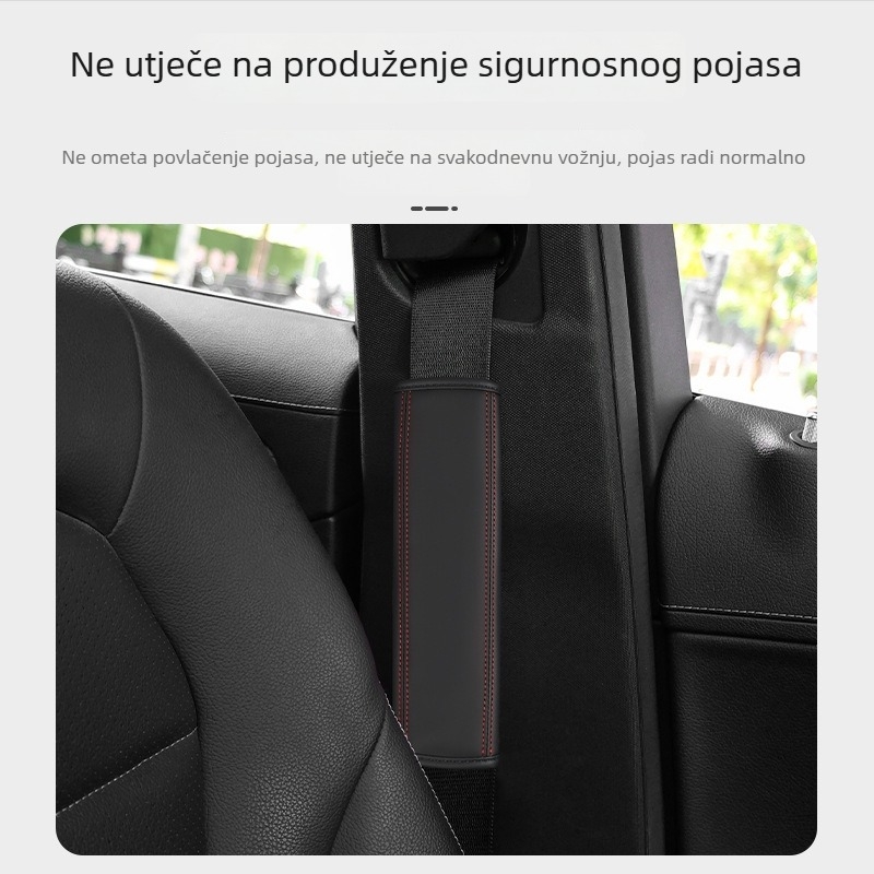 Kožni jastučić za sigurnosni pojas automobila, produženi, prozračni unutarnji dodatak, s ispisanim logotipom, prilagodljiv, težina 0,2 kg