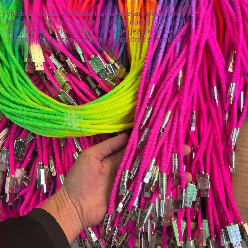 Visokokvalitetni 120W kabel za podatkovno brzo punjenje s cinkovim legurom i šarenim dizajnom, za Huawei i Android uređaje