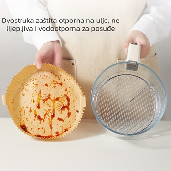 Papirom za pečenje u fritezi na zrak – upijanje ulja, dvostrani silikonski papir, tepsija, 35 g/m²