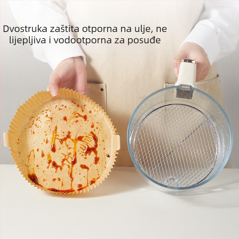 Papirom za pečenje u fritezi na zrak – upijanje ulja, dvostrani silikonski papir, tepsija, 35 g/m²