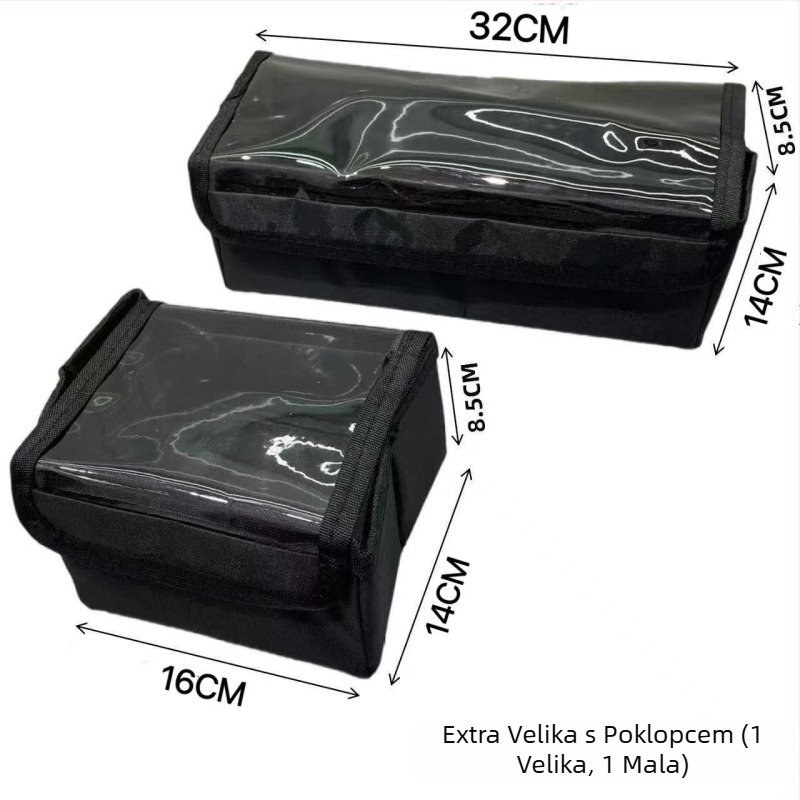 Sklopivi modularni kozmetički organizator s pregradama, odvojiv i prenosiv, PVC kućište i najlonska podstava.