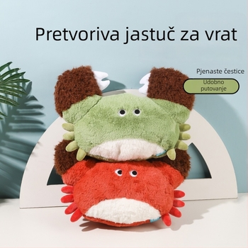 U-oblika jastuk za vrat s motivom raka, dvostruka funkcija, punjenje od pjenastih čestica, pliš materijal, crtani stil