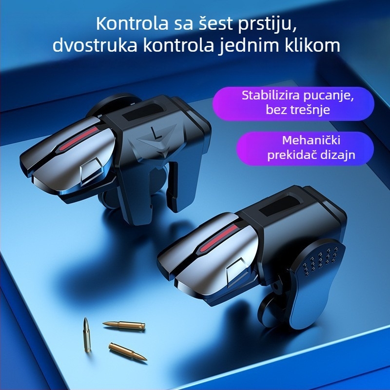 G21 bežični mobilni gamepad sa šestero prstnim spojem, dvostrukom kontrolom i dopunskim tipkama za pucanje (PS-2 sučelje; bežična veza; aluminijsko-ABS; kompatibilan s iPhone i Android)