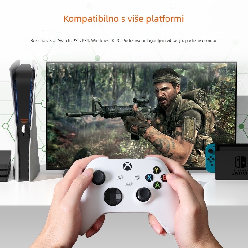 R100 Pro Bežični Bluetooth pretvarač kontrolera za Switch, PS5, PS4, Xbox, PC — USB sučelje • ABS materijal • kalibracija džojstika • bez vibracija