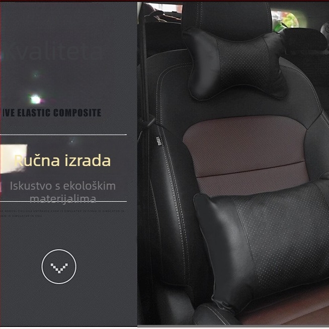 Auto jastuk za vrat s lumbalnom potporom, navlaka od pamuka, punjenje od prirodnih vlakana, nordijski stil, univerzalno za sve sezone, prilagodljivo