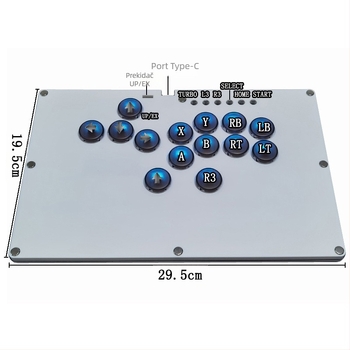 HITBOX SKY2040 PRO 14-tipki borbena tipkovnica navlaka - USB sučelje, Hot-Plug, SOCD Overwrite, akrilno lasersko rezanje