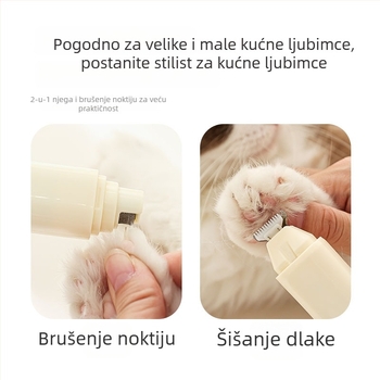2-u-1 električni alat za njegu noktiju mačaka i psa – kliješta za nokte i brusilica