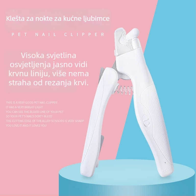 Klešta za pse za nokte s LED svjetlom — legura, PETALENT marka, čvrsta konstrukcija, kozmetički alat