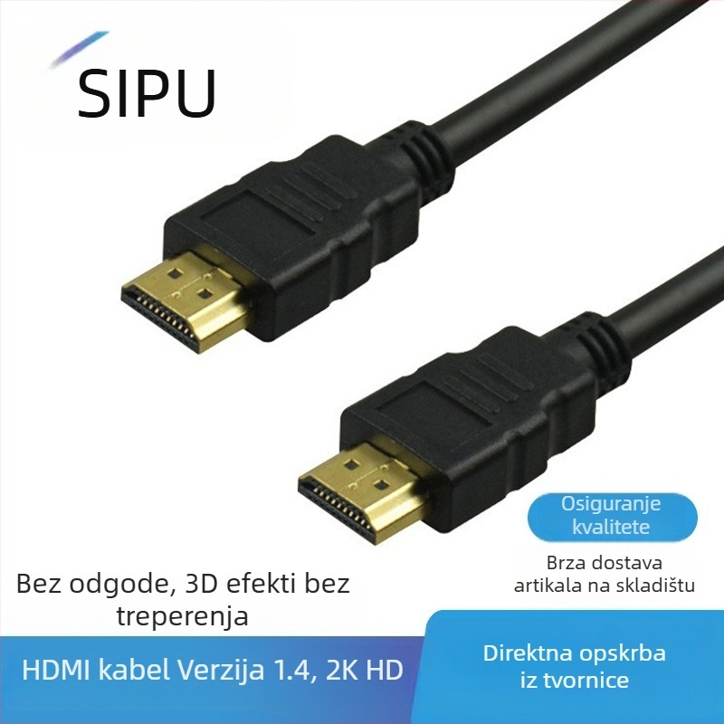 HDMI kabel 1.4 za TV/monitor, 1080P, pozlaćeni konektori, bakarno-obaljena čelična žica, duljine 1 m do 30 m