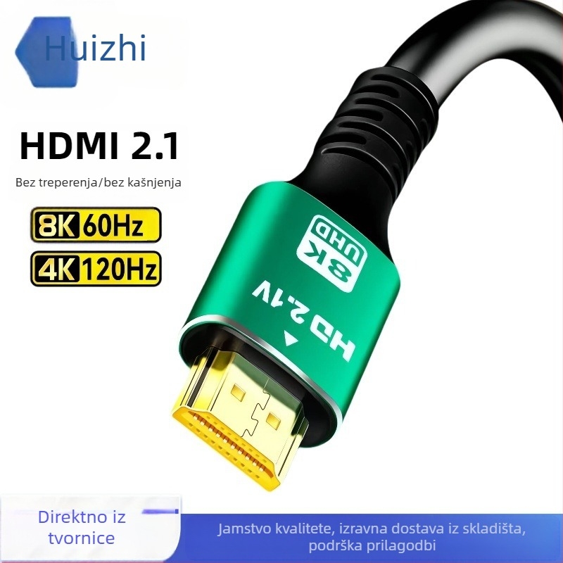 HDMI 2.1 8K kabel, pozlaćeni vodovi od legure, duljine 1,15 m / 2,3 m / 5,1 m / 15,2 m, podržava HDMI splitter/prijenos