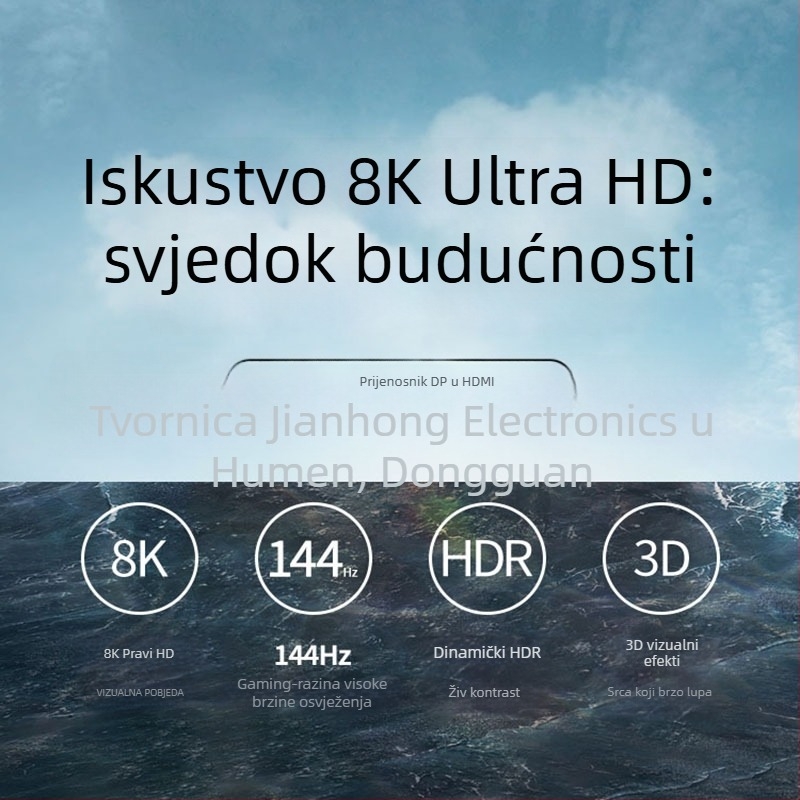 Adapter DP 1.4 na HDMI 2.1 s aluminijskim kućištem, 8K HDR, DP/miniDP na HDMI, podržava 4K120Hz i 2K144Hz