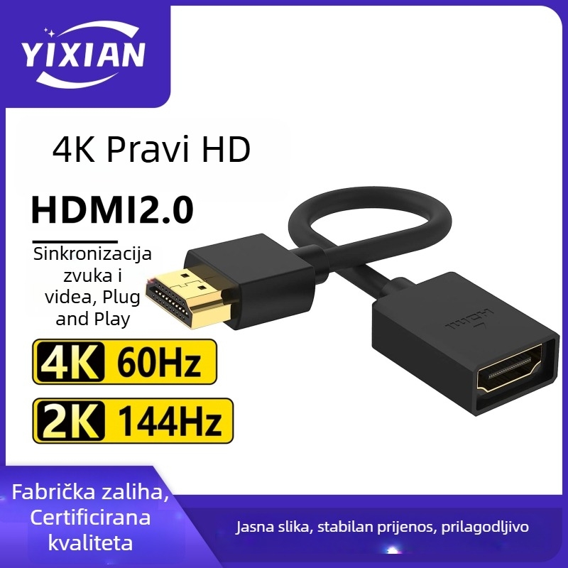 Prilagođeni HDMI 2.0 kabel visoke razlučivosti s 4K adapterom i produžnim kabelom za laptop, monitor i televizor
