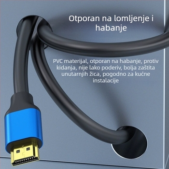 HDMI kabel 1,5 m, 4K60Hz, pozlaćeni bakreni čelični vod s oklopom, za monitor, PC, TV, set-top box i projektor
