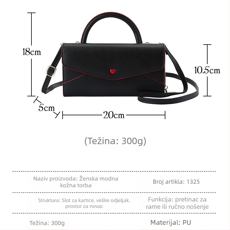 PU kožna torba za rame – gradski stil, jednobojni uzorak, marka Lbs, model 1325