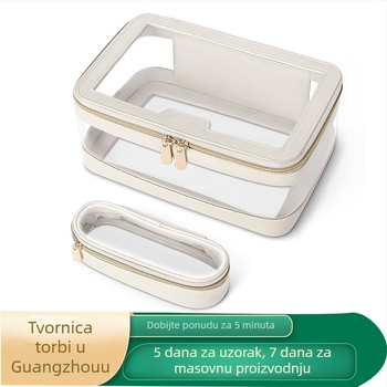 Prozirna kozmetička torbica od TPU-a, vodootporan materijal i PU podstava — gradski minimalistički stil, unisex