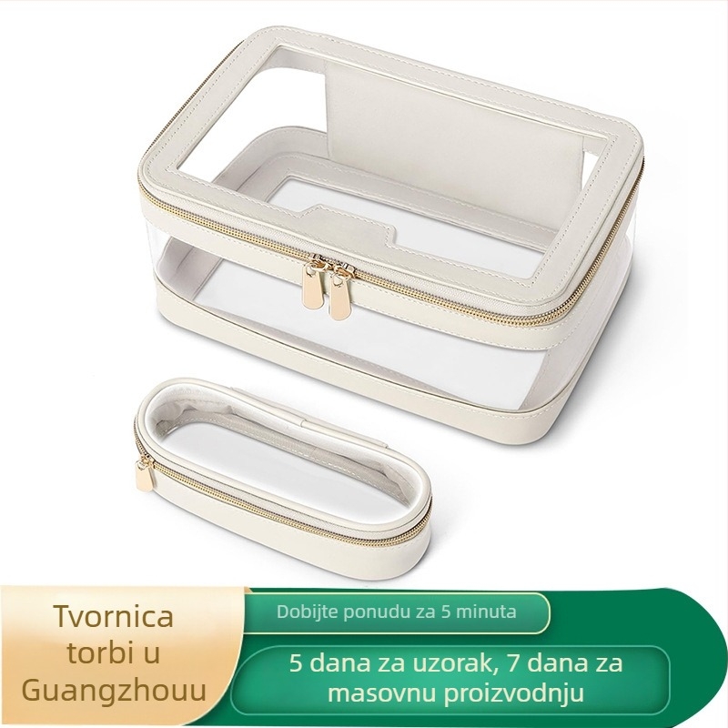 Prozirna kozmetička torbica od TPU-a, vodootporan materijal i PU podstava — gradski minimalistički stil, unisex