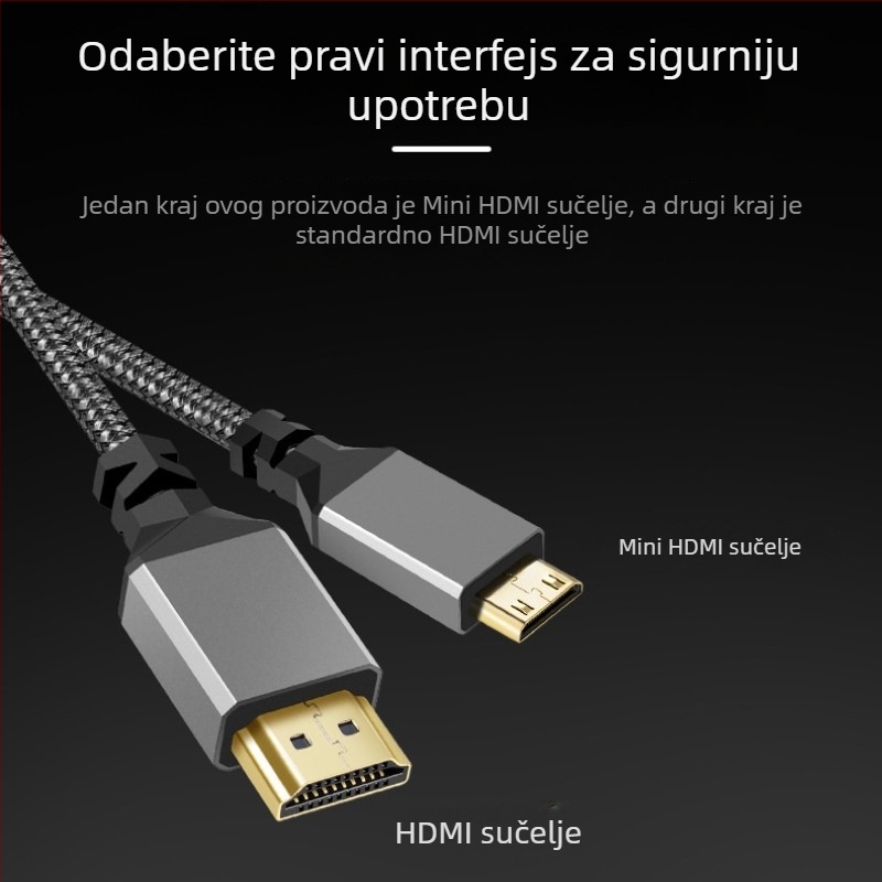Mini HDMI na HDMI 2.0 kabel, 4K podrška, aluminijsko kućište, pleteni kabel