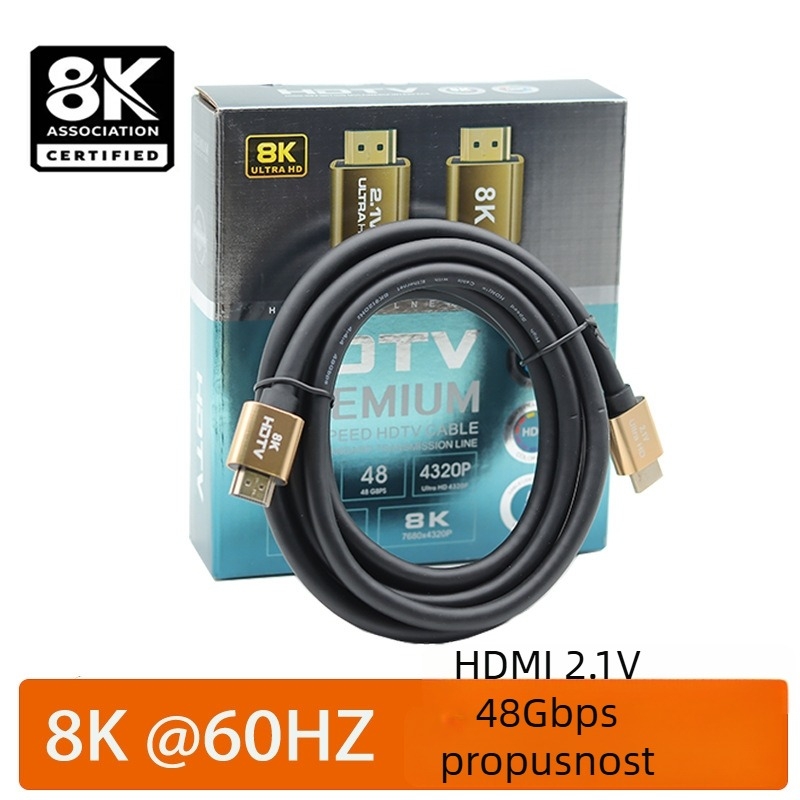 HDMI 2.1 kabel s pozlaćenim kontaktima, bakreni vodiči, podržava 8K60Hz i 4K120Hz