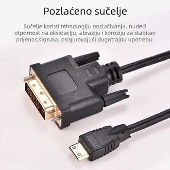 Mini HDMI na DVI kabel za DSLR fotoaparat, duljina 1 m, pozlaćen HDMI-DVI video kabel