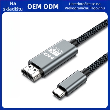 Type-C na HDMI kabel za prikazivanje zaslona s mobitela na TV, bakreni vodič, niklani, HDMI izlaz