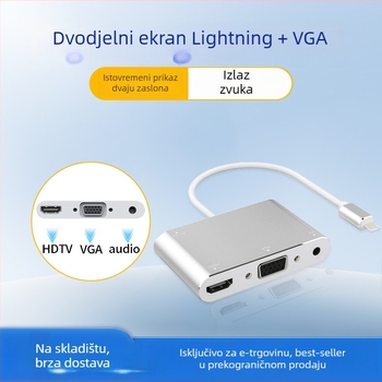 Pretvarač telefona u HDMI/VGA za prikaz na TV-u sa izlazom zvuka, kabel 0,2 m, konektori s premazom srebra