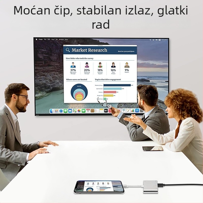 Pretvarač telefona u HDMI/VGA za prikaz na TV-u sa izlazom zvuka, kabel 0,2 m, konektori s premazom srebra