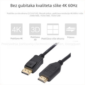 DP1.2 na HDMI 2.0 aktivni adapter kabel, 1.8 m, HDMI sučelje, bakreni vodič, PVC kućište