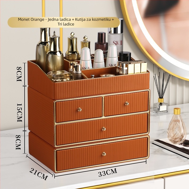 Kožna kozmetička kutija sa ladicom — luksuzni organizator za njegu kože i ruž za usne, lansirano 2022