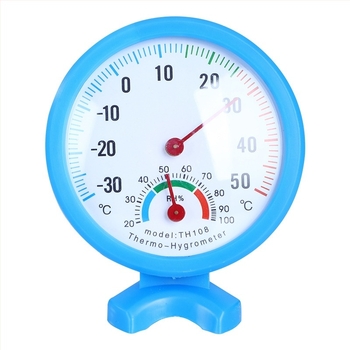 Analogni mjerač temperature i vlage, bez elektronike, bez baterije; 1°C rezolucija; točnost temperatura ±1°C, vlaga ±5%; za zidni ili stolni; pogodan za unutarnju i vanjsku upotrebu u hladnjacima, zamrzivačima i vozilima