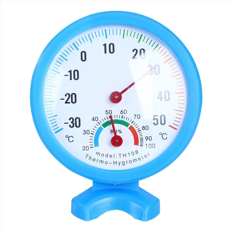 Analogni mjerač temperature i vlage, bez elektronike, bez baterije; 1°C rezolucija; točnost temperatura ±1°C, vlaga ±5%; za zidni ili stolni; pogodan za unutarnju i vanjsku upotrebu u hladnjacima, zamrzivačima i vozilima