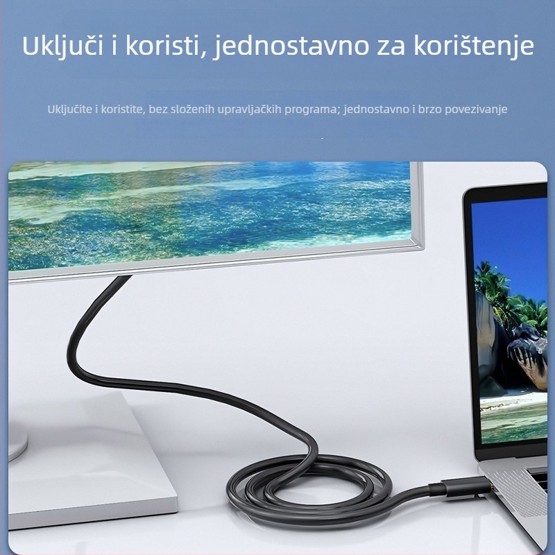Type-C na VGA adapter kabel, CS5260 čip, VGA sučelje, 1080P podrška, za prijenosna računala/monitore