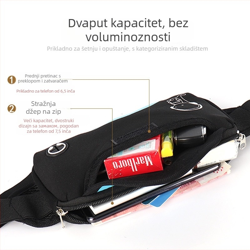 Dječja torbica za pojas za vanjske sportove, unisex, materijal za ronjenje, prozračan, vodootporan, ultralak, proširiv, ljeto 2024