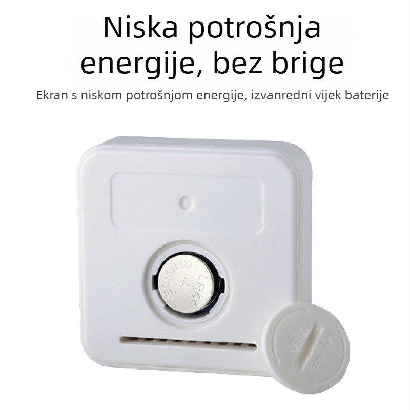 Unutarnji mjerni uređaj za temperaturu i vlagu s dizajnom osmijeha, razlučivost 0.1, pogreška mjerenja temperature ±1°C, pogreška mjerenja vlage ±5% RH, baterija LR44
