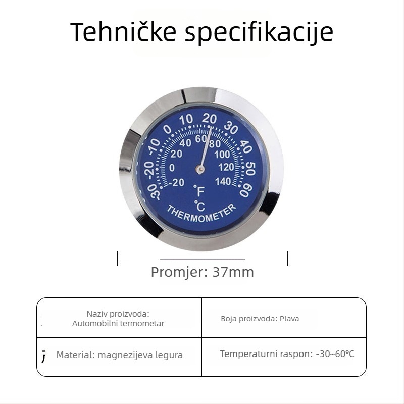 Digitalni mjerač temperature i vlage za unutarnji prostor vozila (Model TH30, Marka O'day, Tip: digitalni mjerač temperature i vlage)
