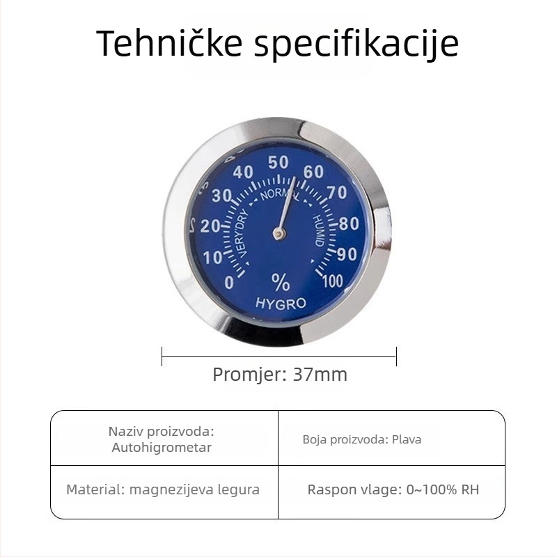 Digitalni mjerač temperature i vlage za unutarnji prostor vozila (Model TH30, Marka O'day, Tip: digitalni mjerač temperature i vlage)