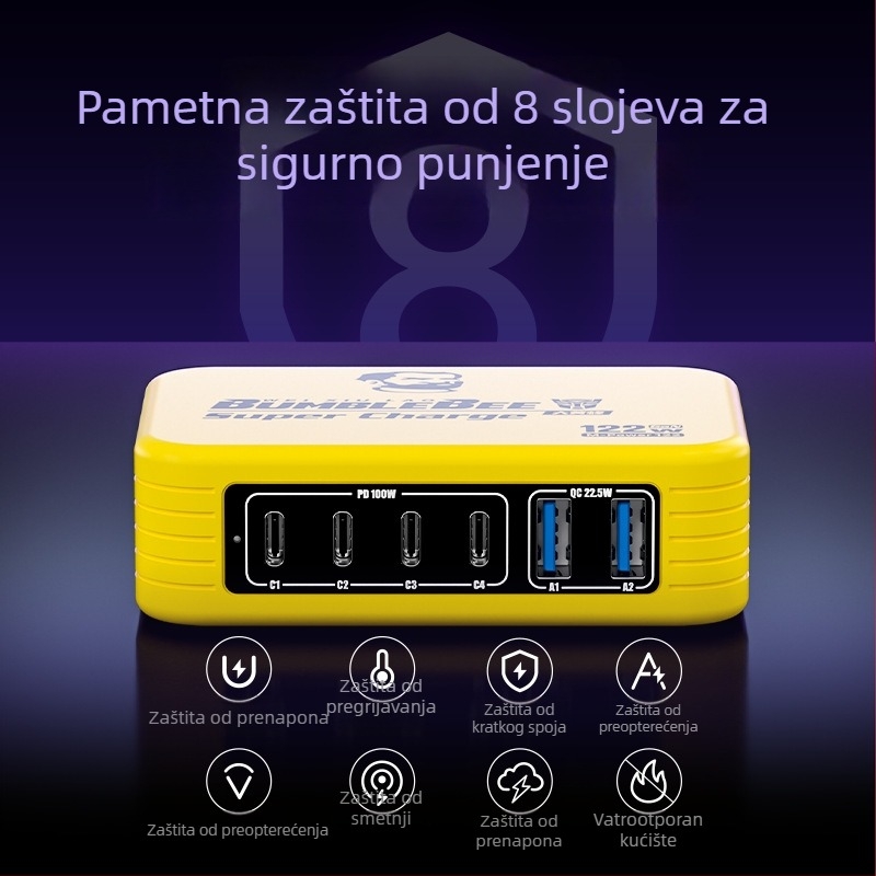 Ou Zheng Ozq4 6-port USB brzo punjenje stanica s LED indikatorima za Apple i Android uređaje