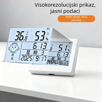 Bežični digitalni mjerač temperature i vlage za kućno okruženje – zidni ili stolni montažni, visoka preciznost, napajanje s 2x AAA baterijama