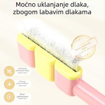 Deer hidden greben za uklanjanje dlaka mačaka i psa — samoočistavajući, uklanjanje čvorova, ABS + čelične igle, kvadratni zubi