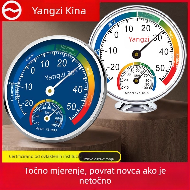 Mjerilo temperature i vlage – visoka preciznost, unutarnja upotreba, zidni nosač s bazom, sobni termometar