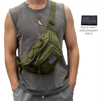 Sportska pojas torba s crossbody dizajnom za outdoor aktivnosti, materijal Oxford, vodootporna, otporna na habanje, proširiva