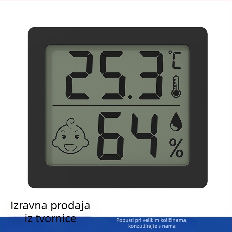 Moseko Kućni monitor temperature i vlage — visoka preciznost, zaslon s osmijehom, CR2032 baterija