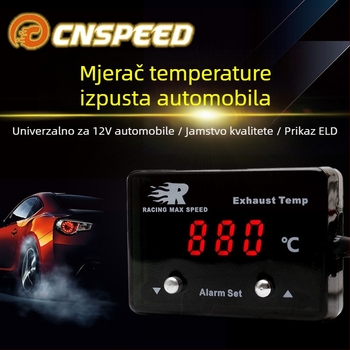 Senzor temperature izduvnih plinova s digitalnim zaslonom - raspon 0-1000°C, točnost 95%, za 12V auto, CNSPEED P-ETM-01