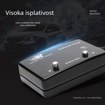 Senzor temperature izduvnih plinova s digitalnim zaslonom - raspon 0-1000°C, točnost 95%, za 12V auto, CNSPEED P-ETM-01